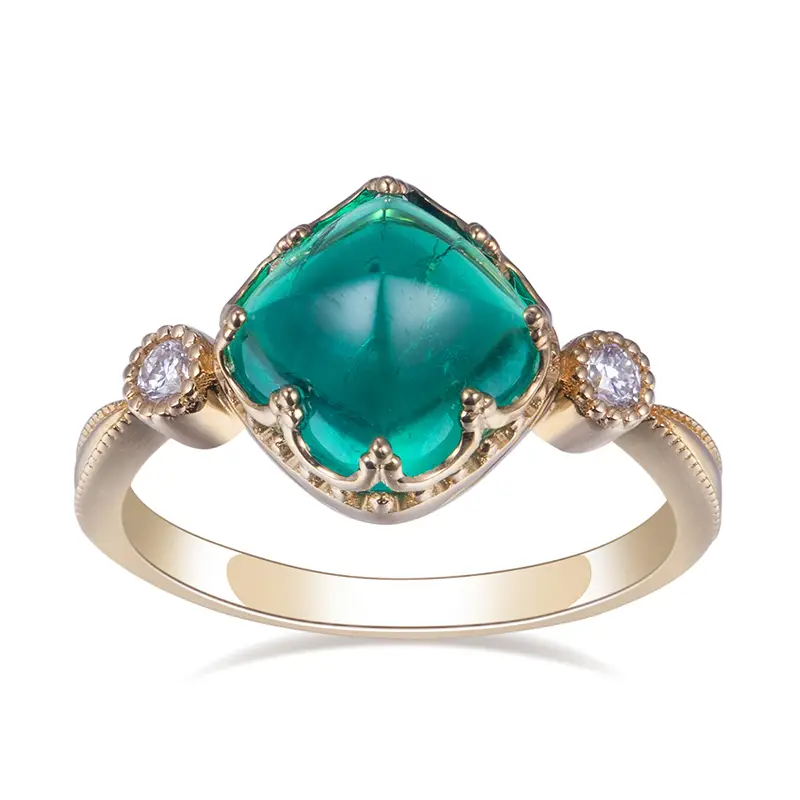 Gioielli Messi - Gioielli Messi 18K Giallo Gold Gold Polosa Cut Lab Grown Emerald Anelli 1