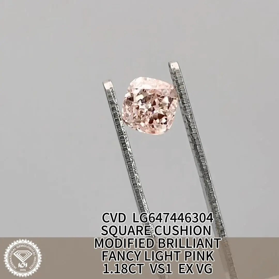 1.18CT Light Pink Cushion Cut Lab Grown Diamond - IGI Certified 5