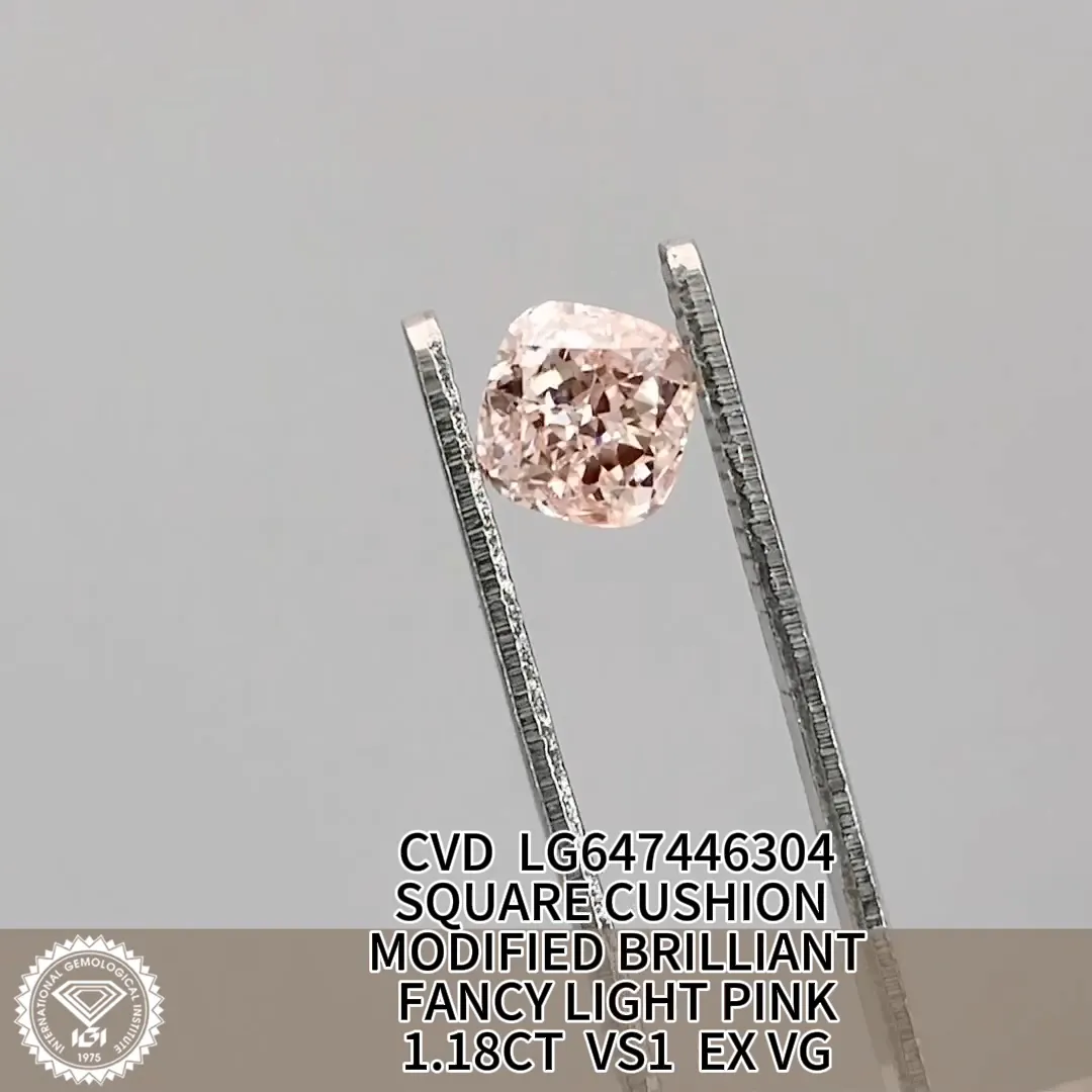 1.18CT Light Pink Cushion Cut Lab Grown Diamond - IGI Certified 5