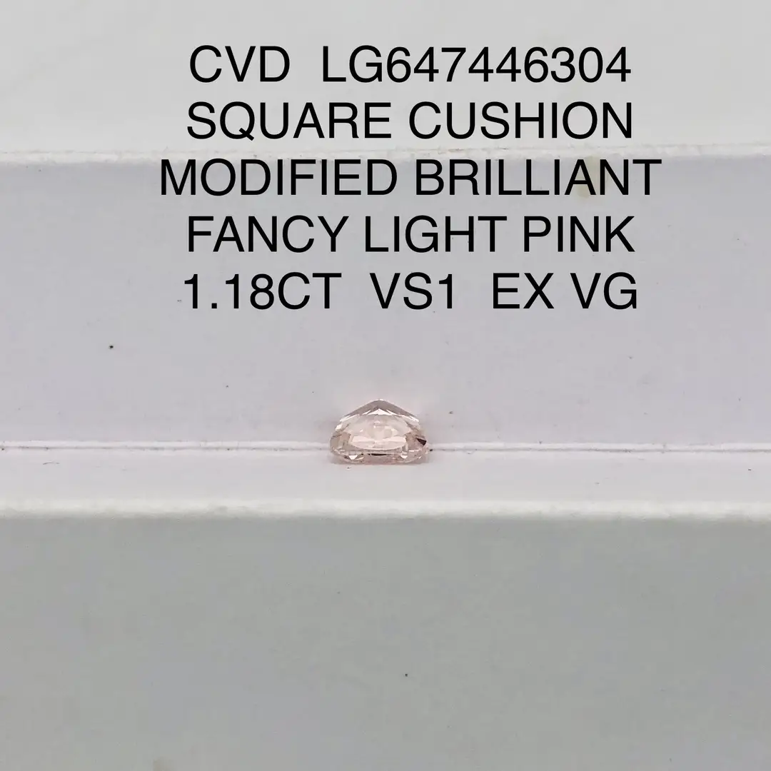 1.18CT Light Pink Cushion Cut Lab Grown Diamond - IGI Certified 6