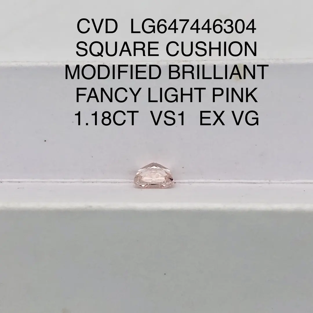 1.18CT Light Pink Cushion Cut Lab Grown Diamond - IGI Certified 6