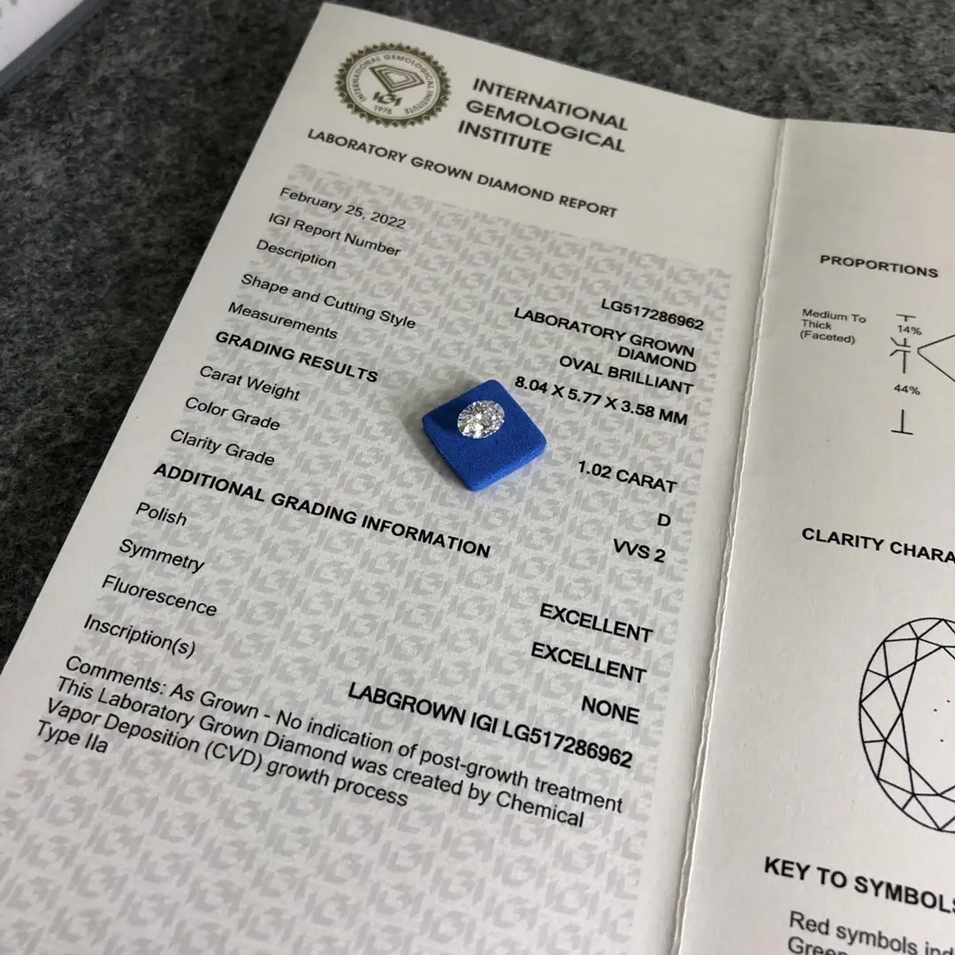 1.02ct Oval Lab Grown Diamond with IGI Certificate 7
