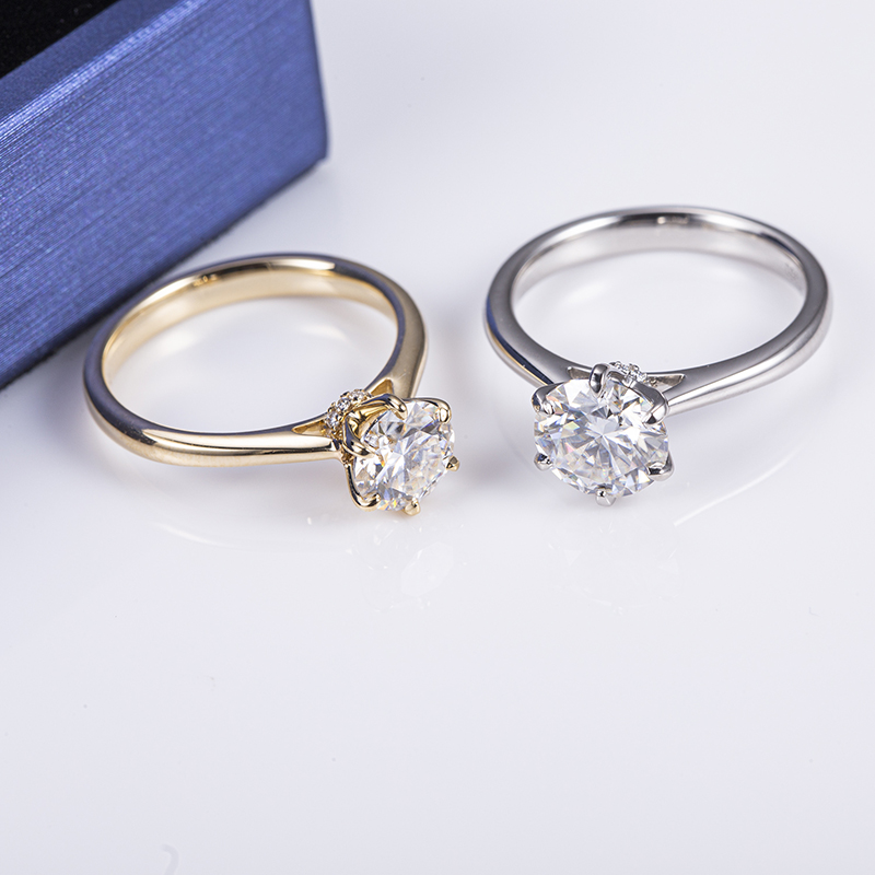 Messi Jewelry - Messi Gems MS-492 14K Yellow Gold Women Engagement 7mm Moissanite Ring Moissanite Gold Jewelry 13