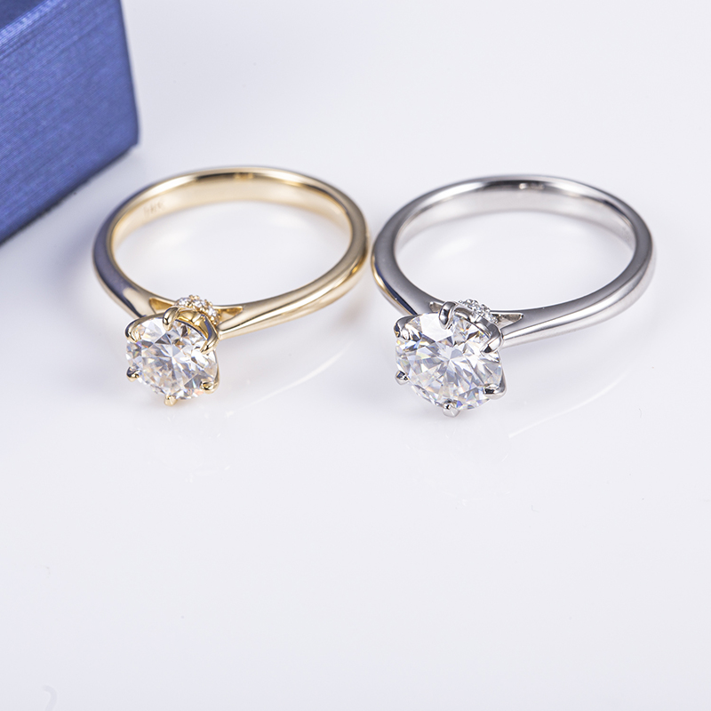 Messi Jewelry - Messi Gems MS-492 14K Yellow Gold Women Engagement 7mm Moissanite Ring Moissanite Gold Jewelry 12