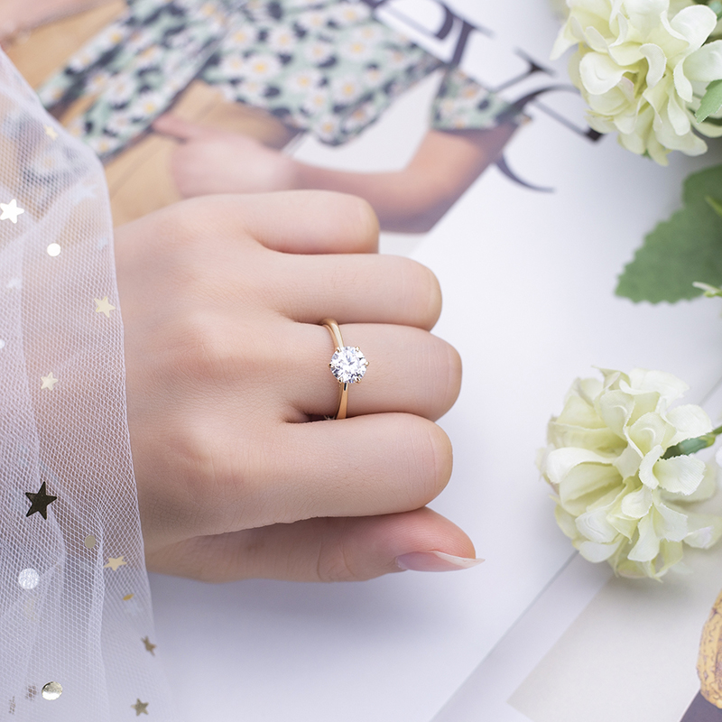 Messi Jewelry - Messi Gems MS-492 14K Yellow Gold Women Engagement 7mm Moissanite Ring Moissanite Gold Jewelry 15