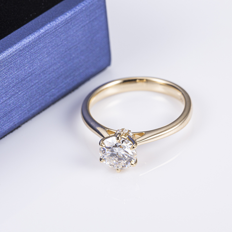 Messi Jewelry - Messi Gems MS-492 14K Yellow Gold Women Engagement 7mm Moissanite Ring Moissanite Gold Jewelry 10