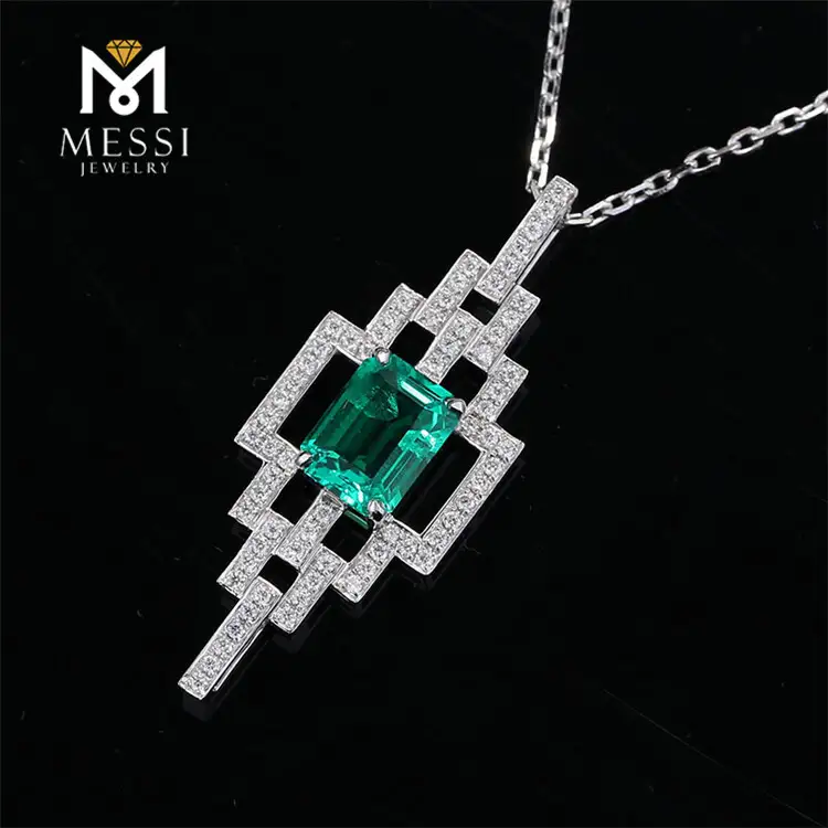 18K Gold Emerald Necklace - 0.6ct Pendant - Fashion Jewelry Necks 4
