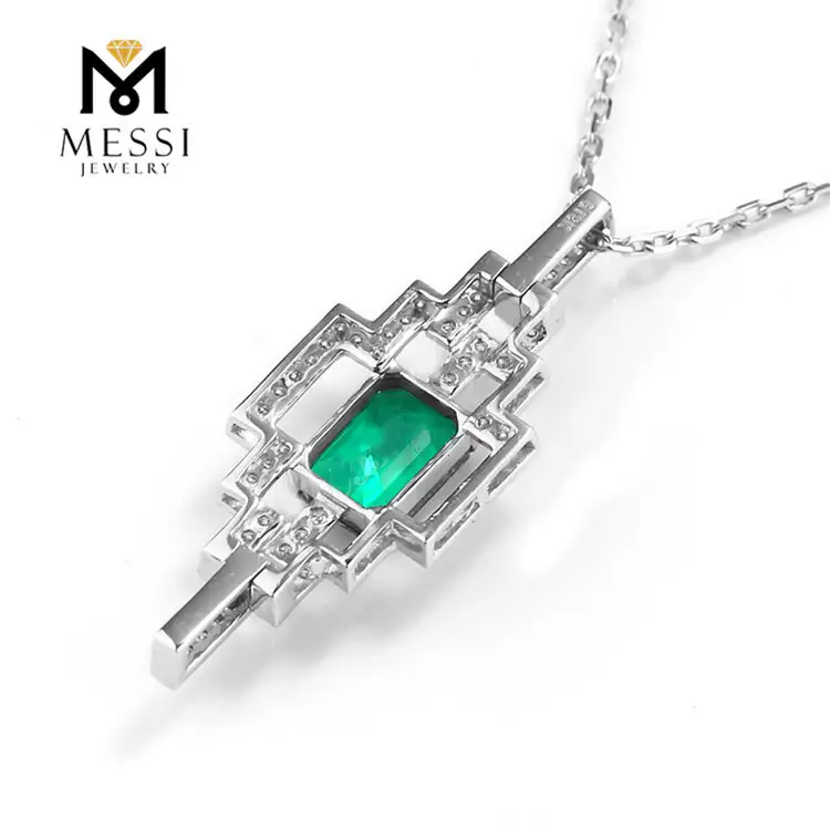 18K Gold Emerald Necklace - 0.6ct Pendant - Fashion Jewelry Necks 3