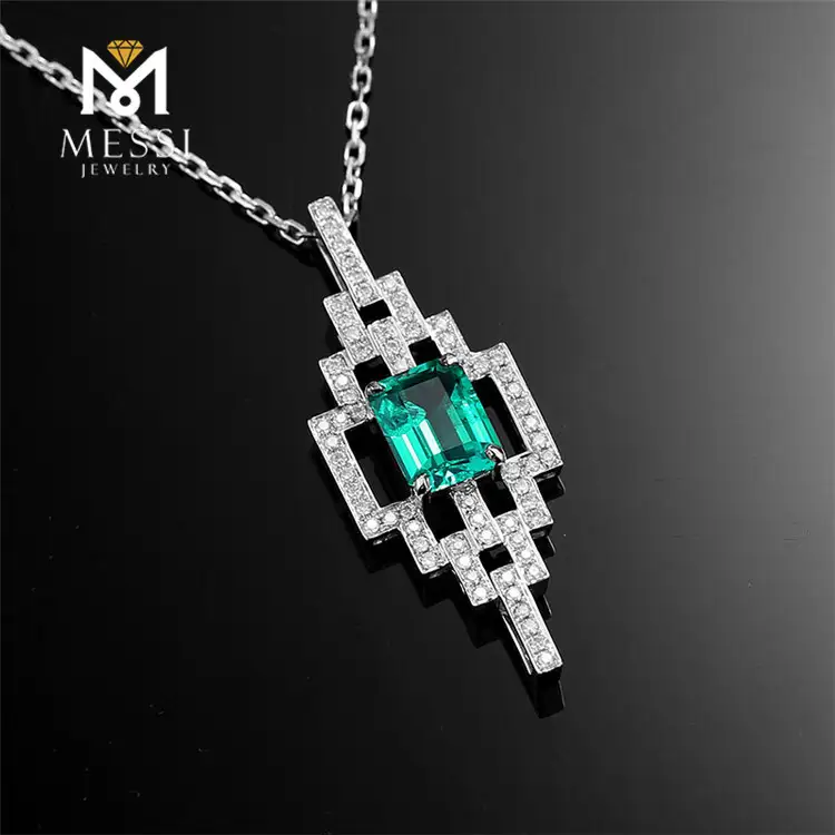 18K Gold Emerald Necklace - 0.6ct Pendant - Fashion Jewelry Necks 6