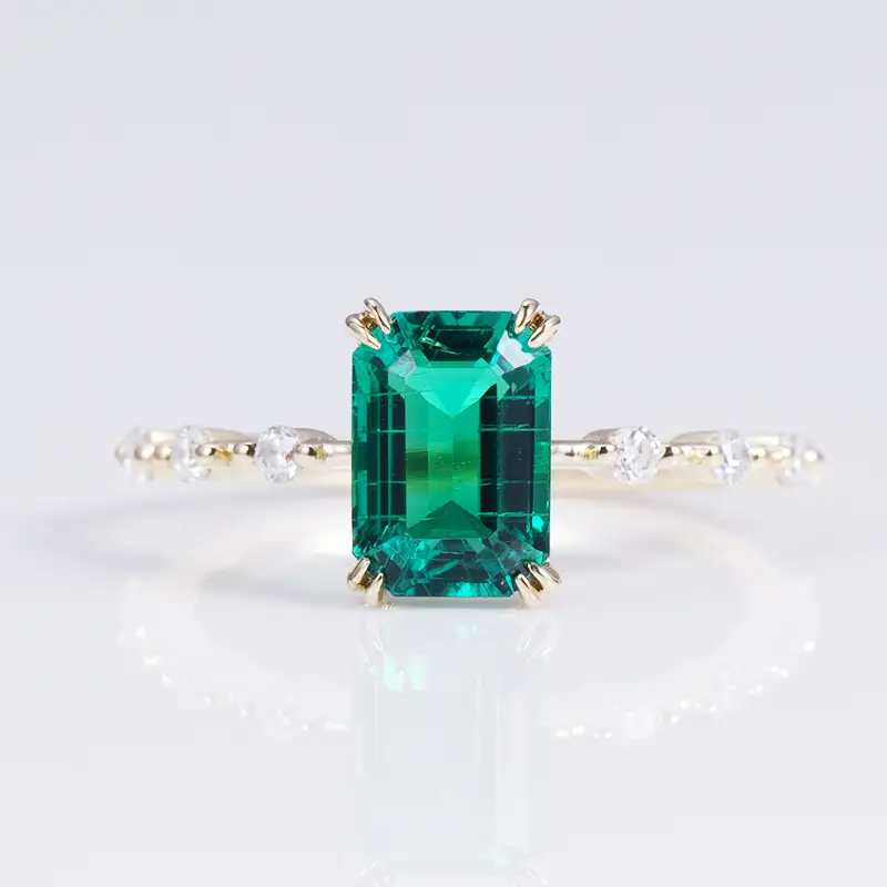 Gioielli Messi - MS -551 18K Gold Luxy Emerald Stone Custom Women Gioielli Anelli ad anelli Moissnaite 1