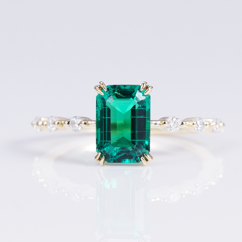 Messi Alahas - MS-551 18k Gold Luxy Emerald Stone Custom Women Alahas Moissnaite Ring Ring 13