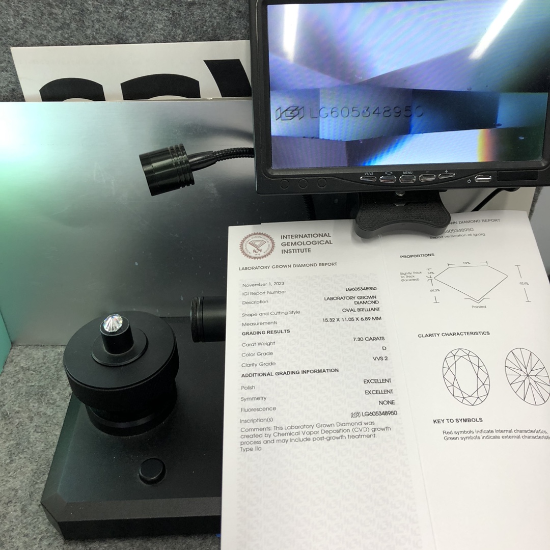 Messi Jewelry Stock 7.30CT D VVS2 EX EX Oval White Lab Grown Diamond nga adunay IGI Certificate 13