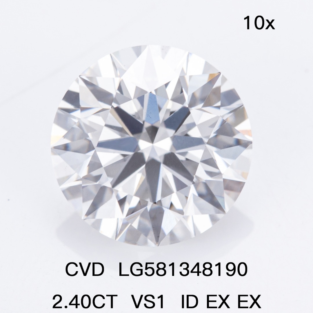 Pusingan Brilliant Cut 2.4ct F VS1 CVD Diamond Lab Grown Diamond IGI Certificate 10