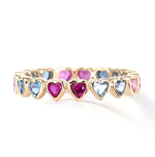 MSR -777 9K a forma di cuore Sintetico Corundum Gold Anello -Gioielli Messi 1