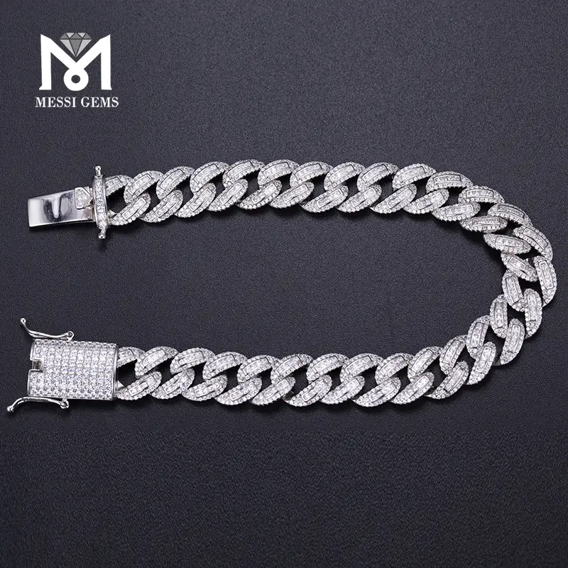925 Silver Moissanite Cuban Chain Bracelet - Stable & Stylish 6
