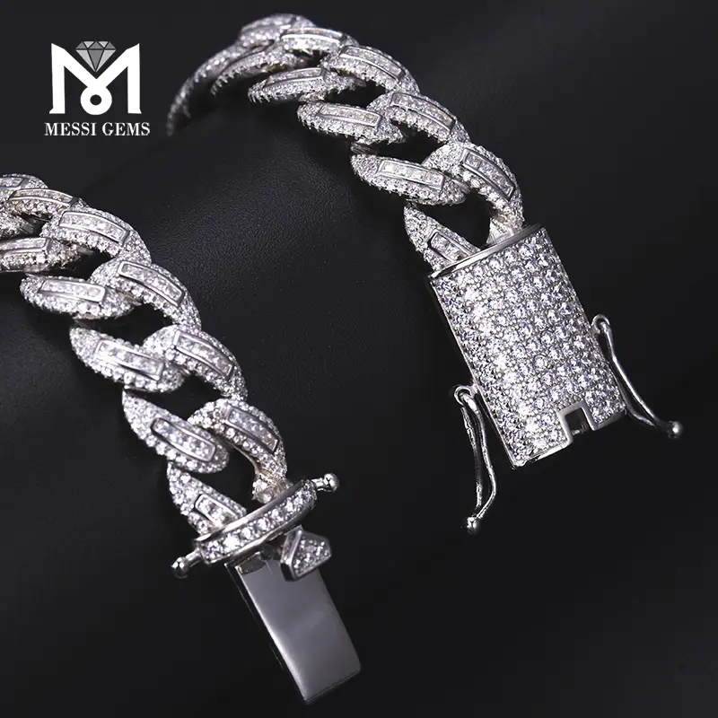 925 Silver Moissanite Cuban Chain Bracelet - Stable & Stylish 4