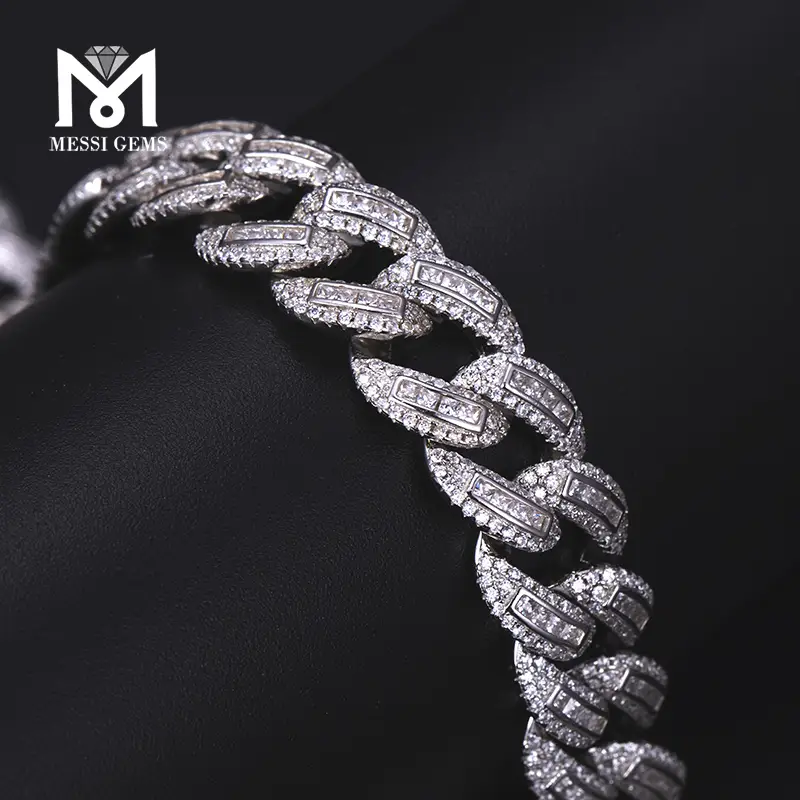 925 Silver Moissanite Cuban Chain Bracelet - Stable & Stylish 5