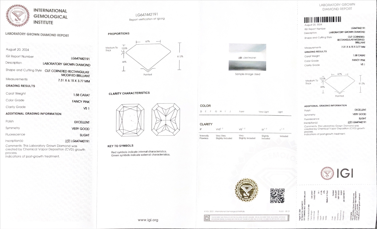 CVD Colored Diamond 1.58CT VS1 EX VG Lab Diamond Manufacturers From China LG647442191 | Messi Jewelry 10