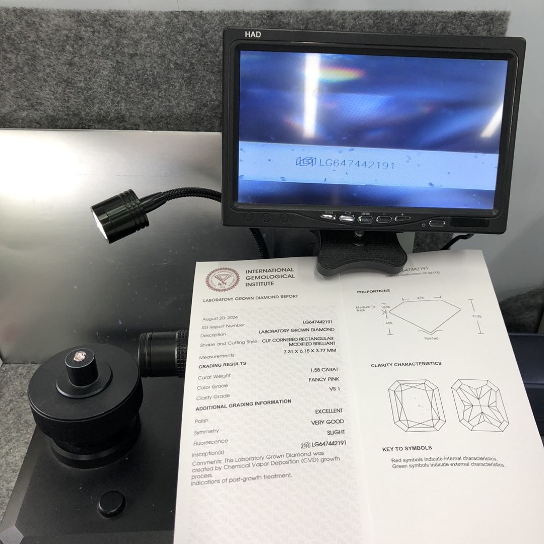 CVD Colored Diamond 1.58CT VS1 EX VG Lab Diamond Manufacturers From China LG647442191 | Messi Jewelry 14