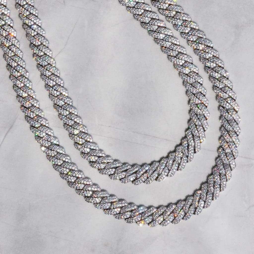 Messi Jewelry - Hip hop Jewelry necklace 20inch 925 sterling silver two row moissanite cuban link chain Necklace 8