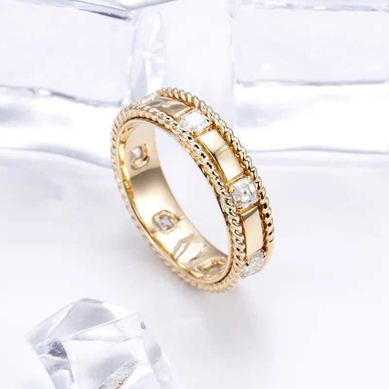 18K Yellow Gold Asscher Cut Lab Diamond Men's Ring - IGI Certified 4