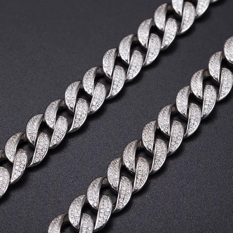 925 Silver Moissanite Diamond Tennis Necklace Chain - Fine Jewelry优化Fine Jewelry Necklace - 925 Silver Handmade Moissanite Ice Out Bling Tennis Necklace Chain 4