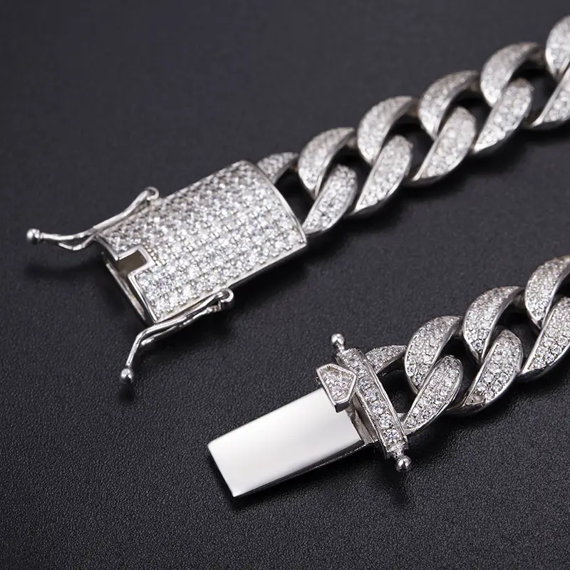 925 Silver Moissanite Diamond Tennis Necklace Chain - Fine Jewelry优化Fine Jewelry Necklace - 925 Silver Handmade Moissanite Ice Out Bling Tennis Necklace Chain 6