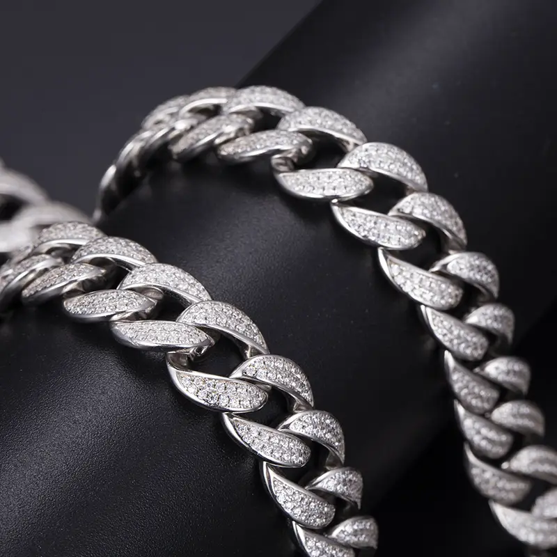 925 Silver Moissanite Diamond Tennis Necklace Chain - Fine Jewelry优化Fine Jewelry Necklace - 925 Silver Handmade Moissanite Ice Out Bling Tennis Necklace Chain 5