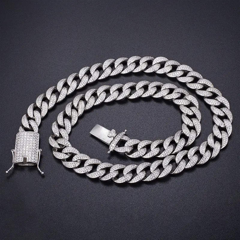 925 Silver Moissanite Diamond Tennis Necklace Chain - Fine Jewelry优化Fine Jewelry Necklace - 925 Silver Handmade Moissanite Ice Out Bling Tennis Necklace Chain 3