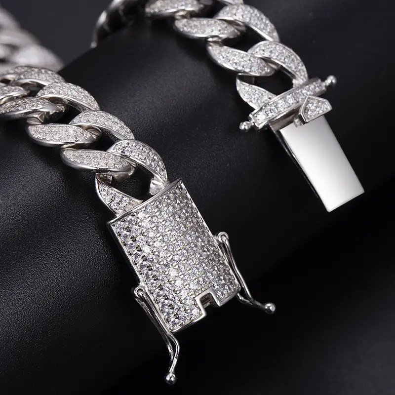 925 Silver Moissanite Diamond Tennis Necklace Chain - Fine Jewelry优化Fine Jewelry Necklace - 925 Silver Handmade Moissanite Ice Out Bling Tennis Necklace Chain 7