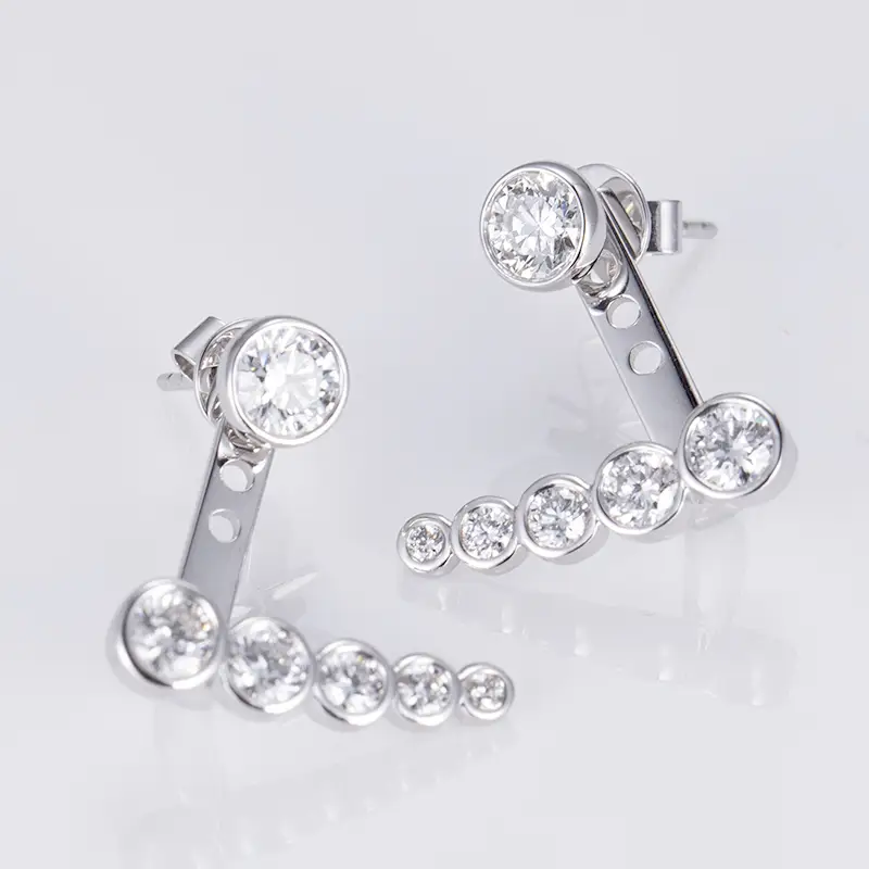 Messi Jewelry - Messi Jewelry 0,3ctx2 taglio rotondo CVD Hpht Lab Grown Diamond 14K Orecchini in oro Orecchini da donna 1