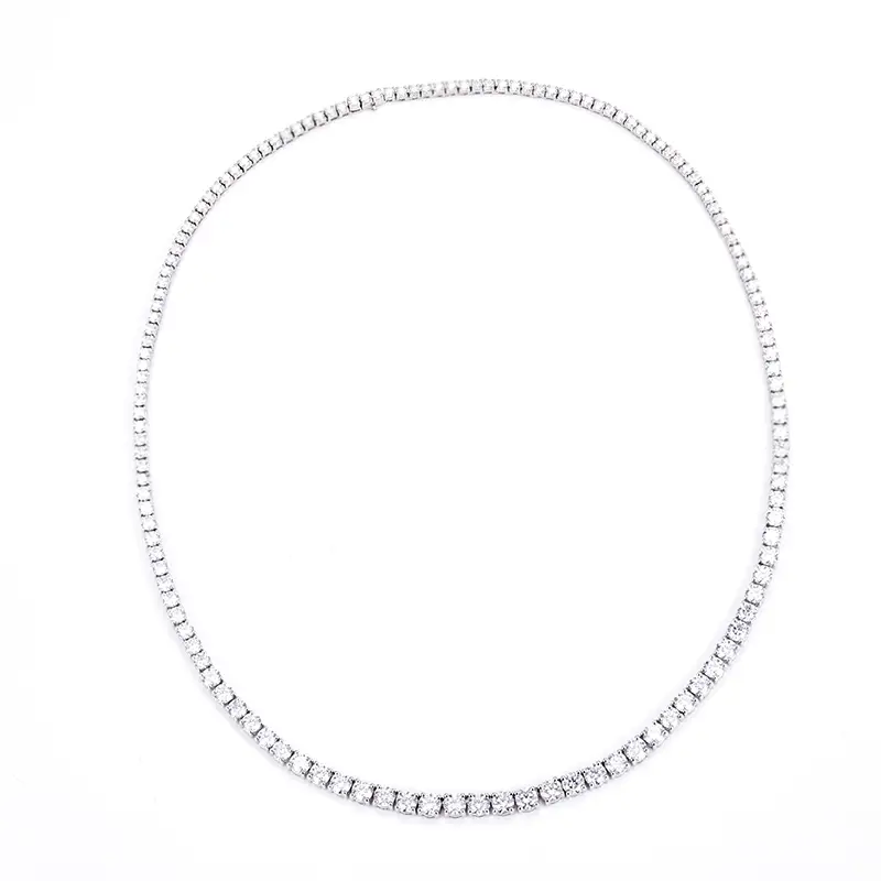 Gioielli Messi - Personalizzazione Taglio rotondo Def Color Coissanite Necklace 14k White Gold Tennis Collana per uomini/donne Bracciale da tennis & Collana 1