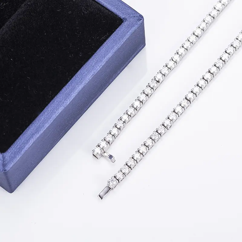 Customization Moissanite 14K White Gold Tennis Necklace 5