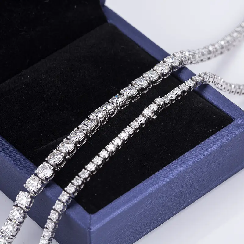 Customization Moissanite 14K White Gold Tennis Necklace 3