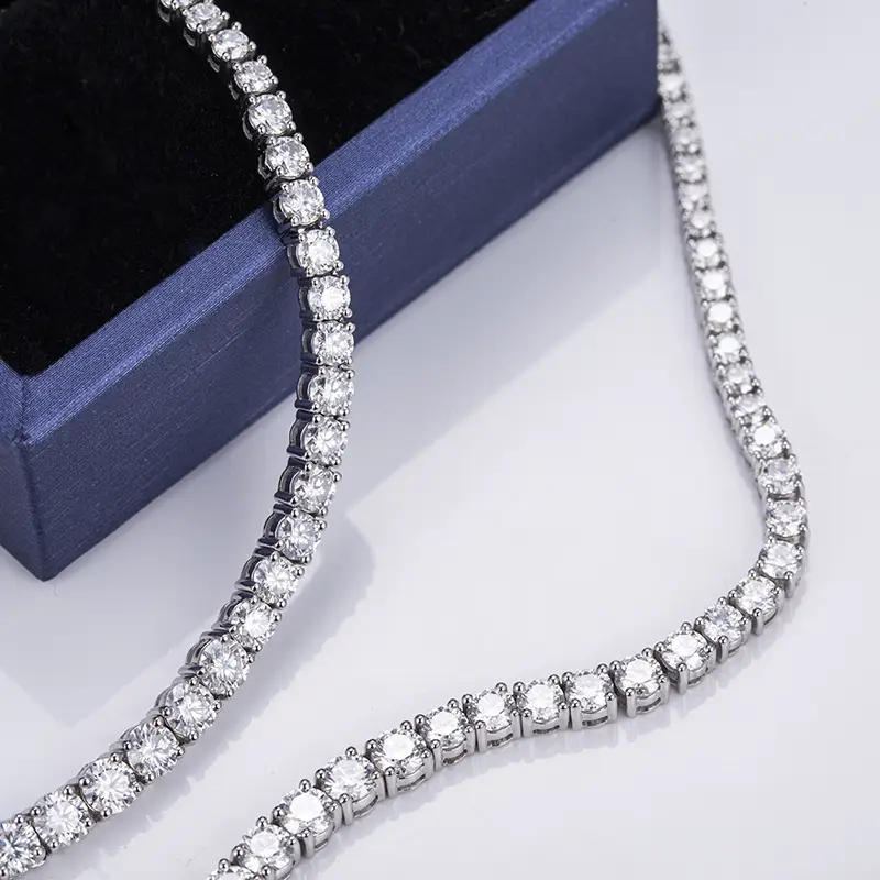 Customization Moissanite 14K White Gold Tennis Necklace 7