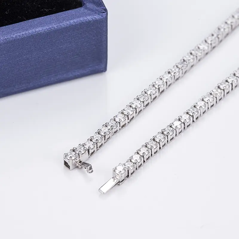 Customization Moissanite 14K White Gold Tennis Necklace 4