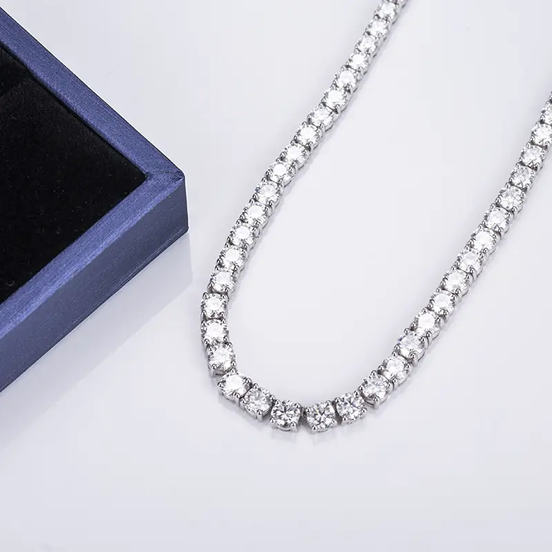 Customization Moissanite 14K White Gold Tennis Necklace 6
