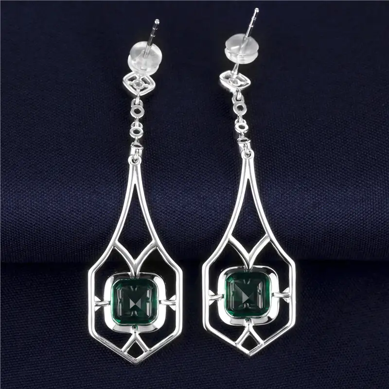 18K White Gold Emerald Pendant Earring 5