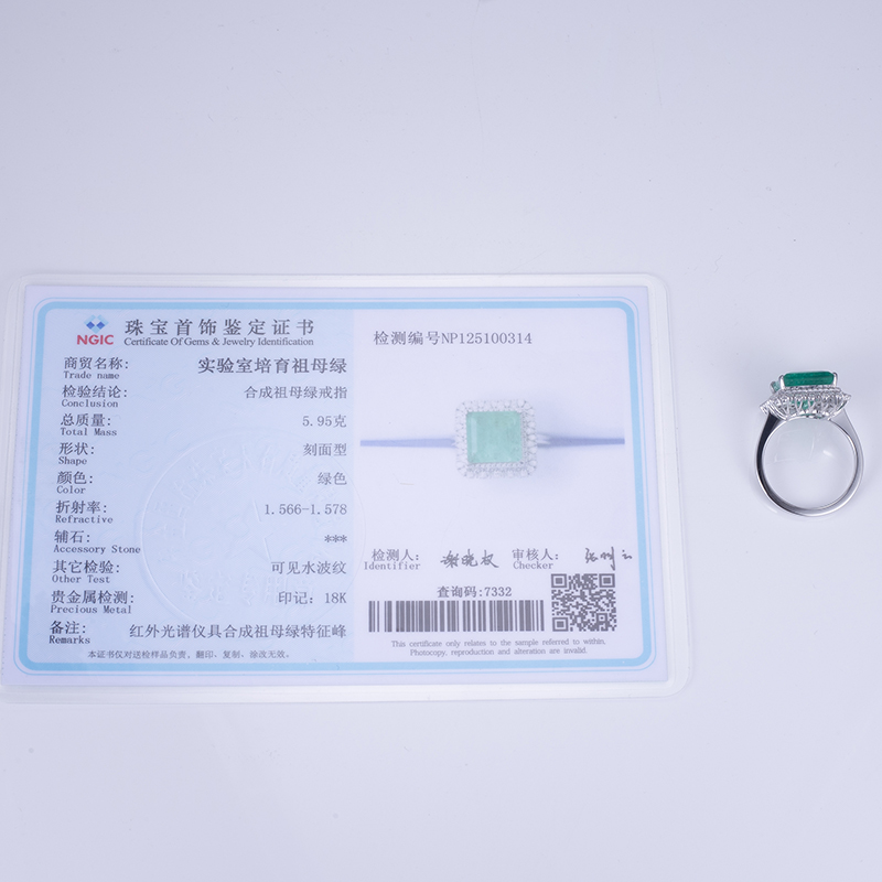 Messi Alahas - MS-584 18k Gold Women Fashion Alahas DEF Pear Cut Moissanite Square Emerald Halo Ring Rings 15