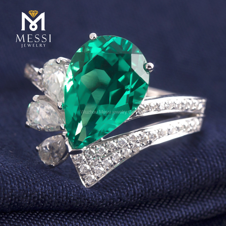 메시 보석 - 메시 보석 빅 스톤 링 그린 에메랄드 럭셔리 여자 링 보헤미아 스타일 웨딩 약혼 반지 14
