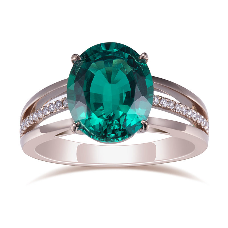 Messi Alahas - MS-583 18k Gold Custom Women Fashion 9*11mm Oval Cut Emerald Ring Singsing 8