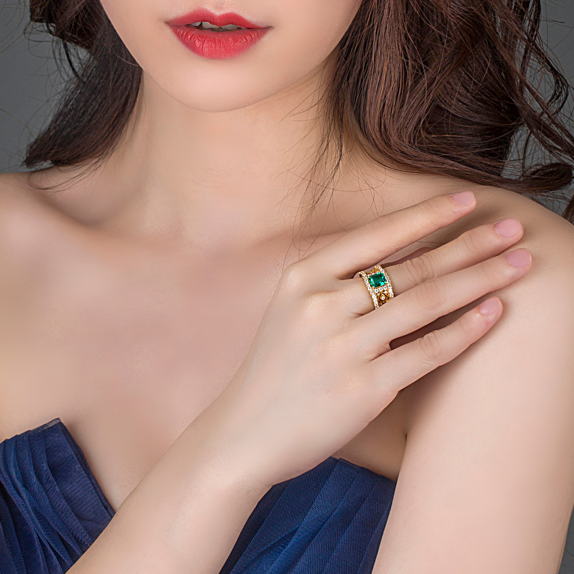 메시 쥬얼리 - 메시 보석 링 링 골드 패션 여자 선물 서부 지역의 에메랄드 관습 웨딩 파티 유니esx 약혼 반지 반지 12