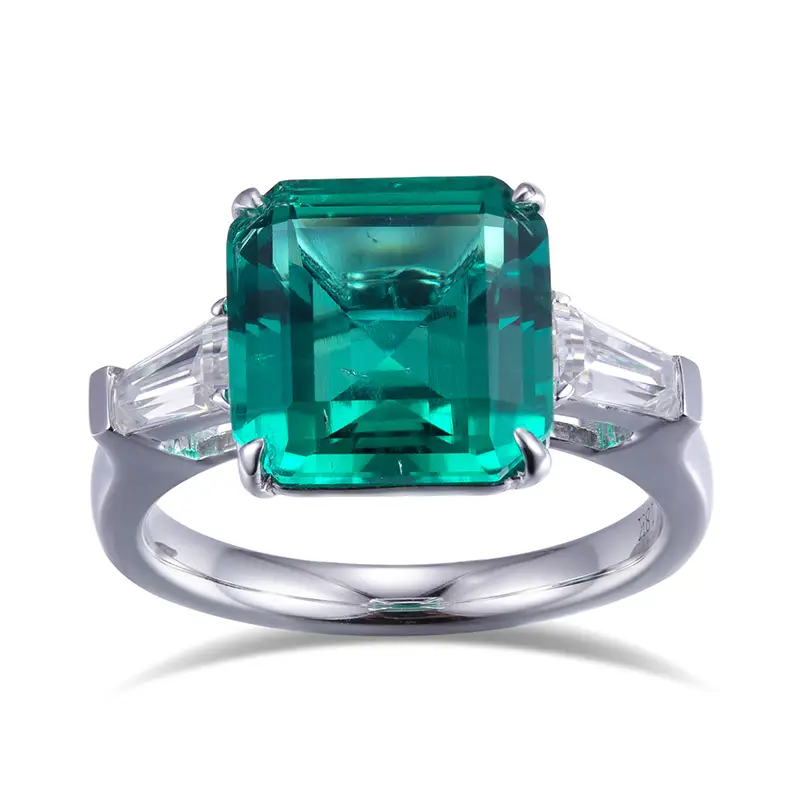 Gioielli Messi - MS -561 18K DEF MOISSANITE DONNE CUSTICHE DONNE GIETÀ FASCIE Square Emerald Ring 1