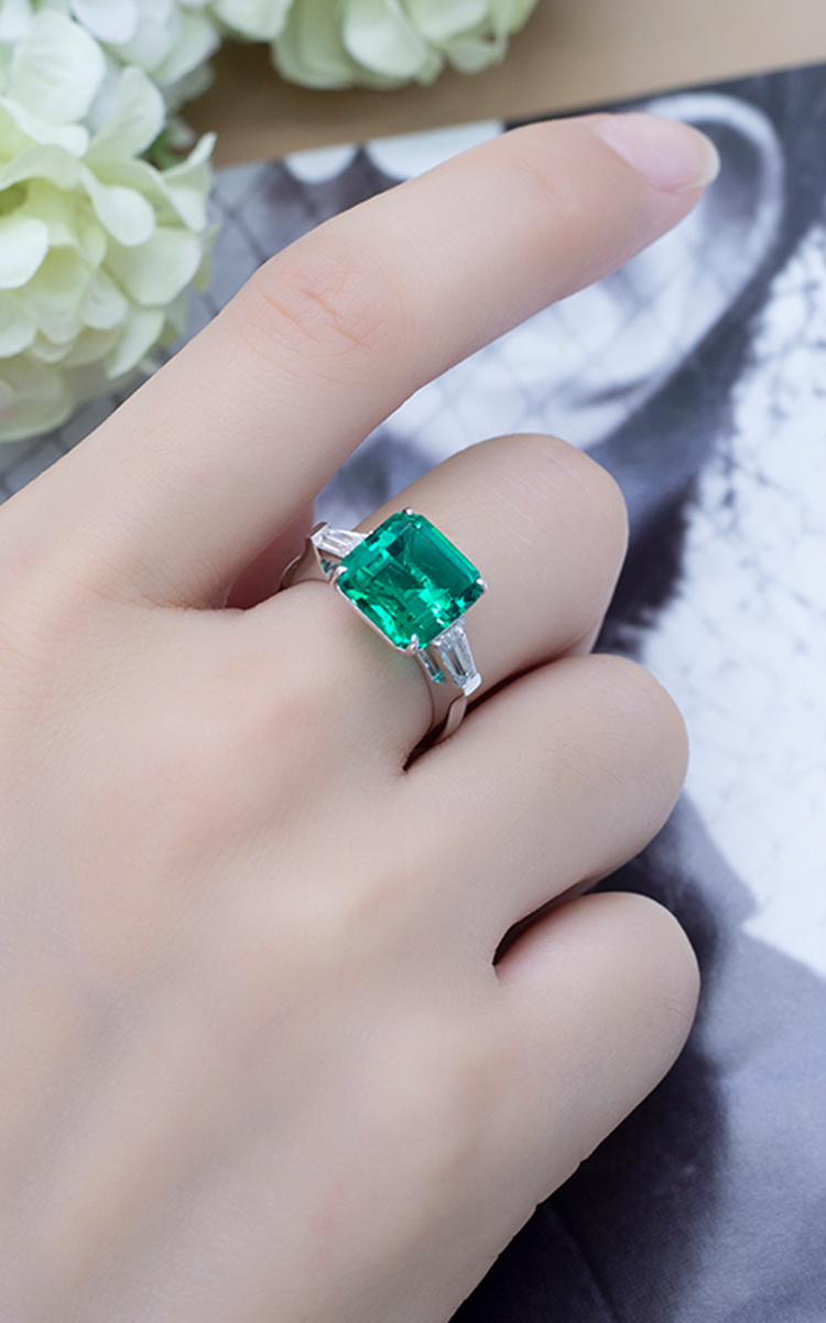 메시 쥬얼리 -MS -561 18K 골드 데프 모이 사니트 맞춤형 여성 패션 보석 스퀘어 에메랄드 링 반지 15