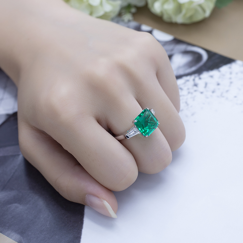 메시 쥬얼리 -MS -561 18K 골드 데프 모이 사니트 맞춤형 여성 패션 보석 스퀘어 에메랄드 링 반지 14