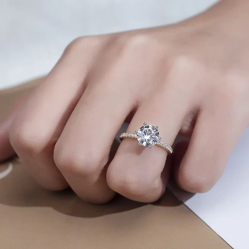 Cincin Pertunangan Berlian Lab 2 Karat untuk Pakaian Harian Kilang 6