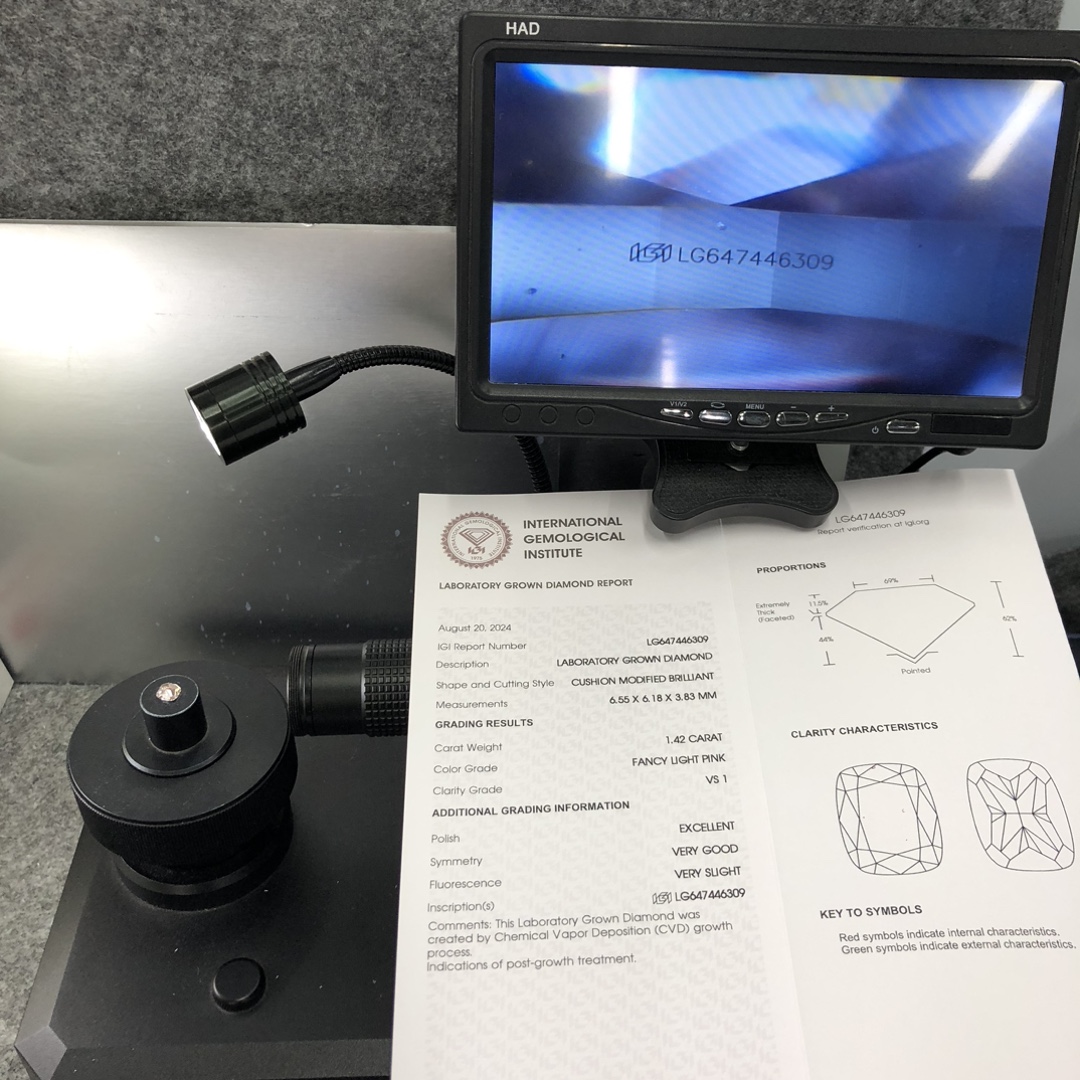 Cutomize Fancy Light Pink Cushion Modified Brilliant 1.42CT VS1 EX EX with IGI certificate 12