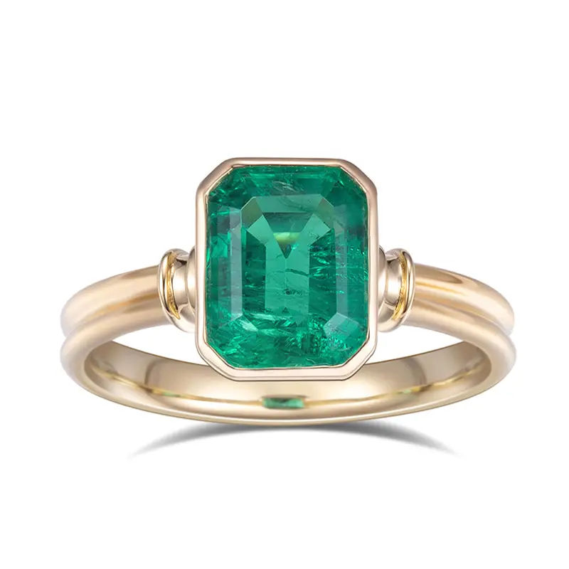 Messi Jewelry - Messi Jewelry MS -770 18K Giallo Gold Cambia Cambia laboratorio Grow Grown Emerald Engagement Rings 1