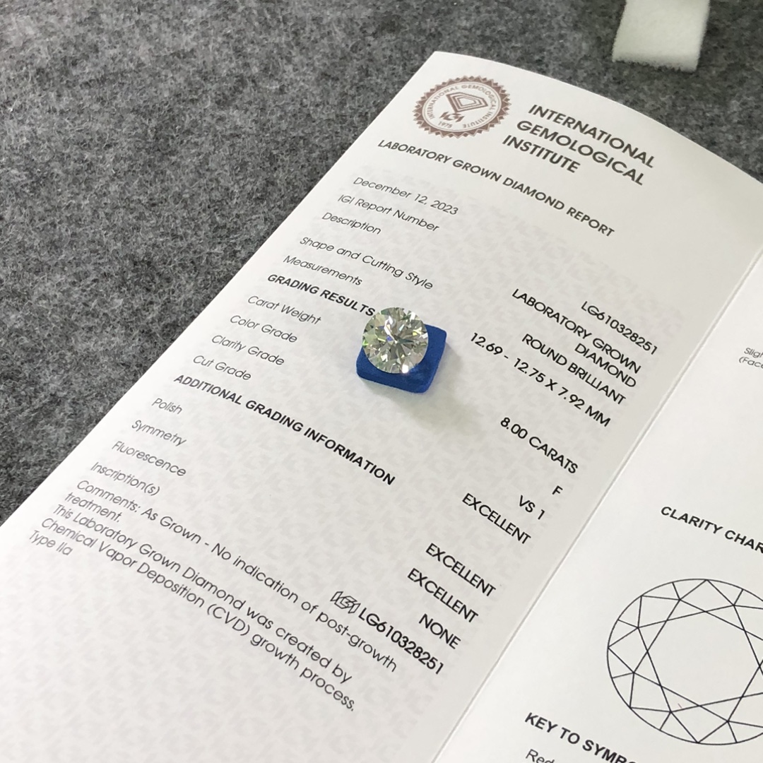 8.0CT Round Lab Grown Diamond - F VS1 Quality nga adunay IGI Certificate 7