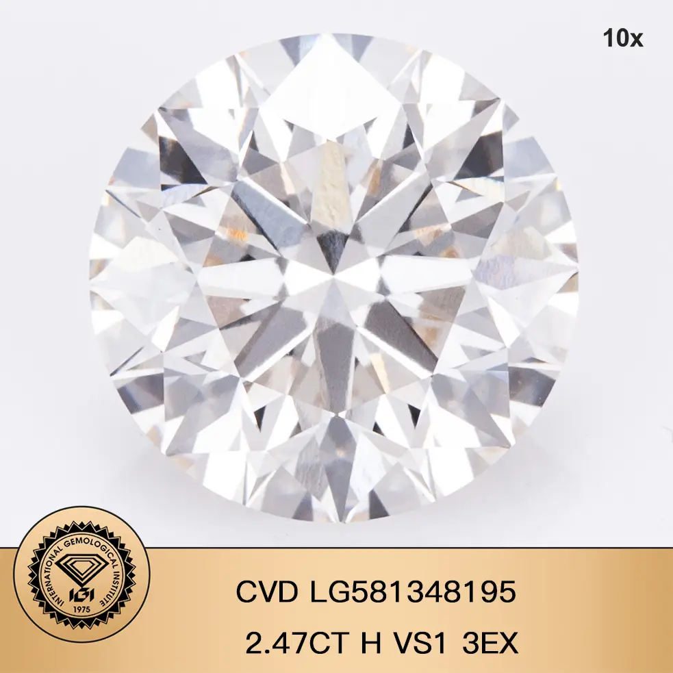 Round Brillant 2,5CT H VS1 CVD Diamond Lab Certificato Diamond IGI 1